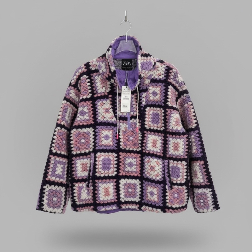 Zara NWT Women's crochet 1/4 zip Sweater/Jacket